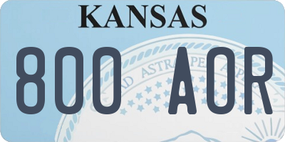 KS license plate 800AOR
