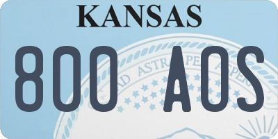 KS license plate 800AOS