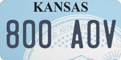 KS license plate 800AOV
