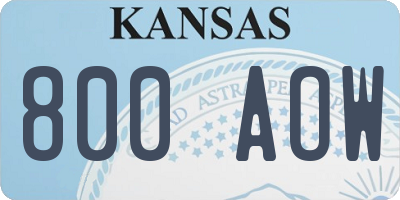 KS license plate 800AOW