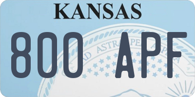 KS license plate 800APF