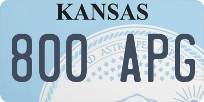 KS license plate 800APG