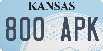 KS license plate 800APK