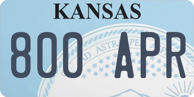 KS license plate 800APR