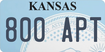 KS license plate 800APT