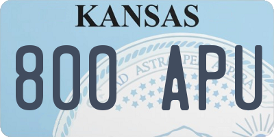 KS license plate 800APU