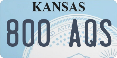 KS license plate 800AQS