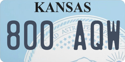 KS license plate 800AQW