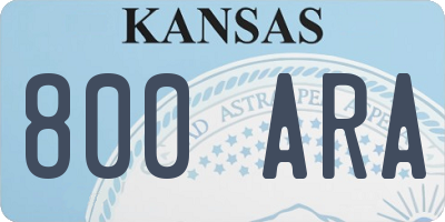 KS license plate 800ARA