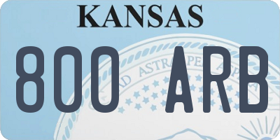 KS license plate 800ARB