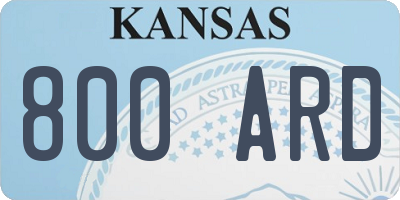KS license plate 800ARD