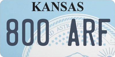 KS license plate 800ARF