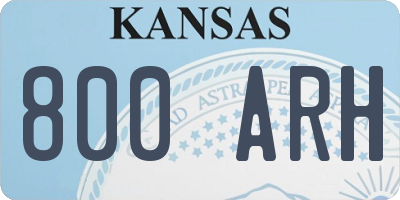 KS license plate 800ARH