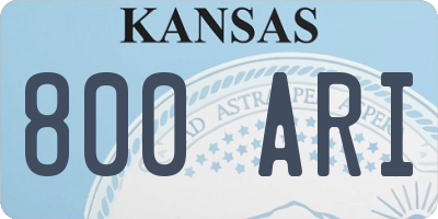 KS license plate 800ARI