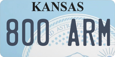 KS license plate 800ARM