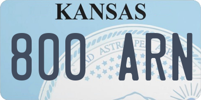 KS license plate 800ARN