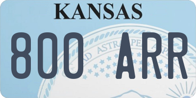 KS license plate 800ARR