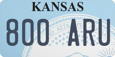 KS license plate 800ARU