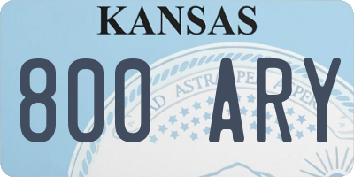 KS license plate 800ARY