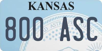 KS license plate 800ASC