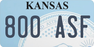 KS license plate 800ASF