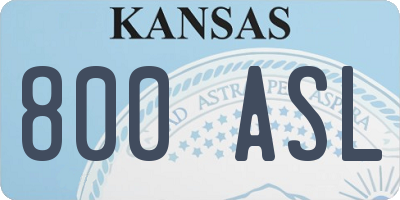 KS license plate 800ASL