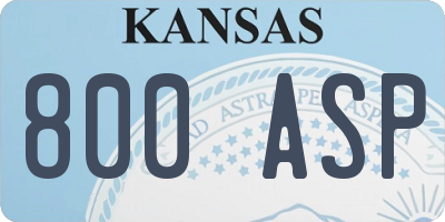 KS license plate 800ASP