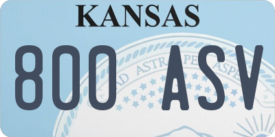 KS license plate 800ASV