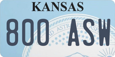 KS license plate 800ASW