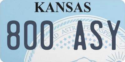 KS license plate 800ASY