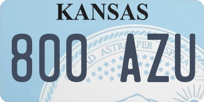KS license plate 800AZU