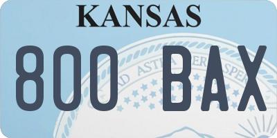 KS license plate 800BAX