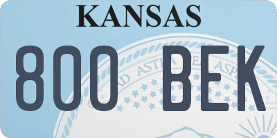 KS license plate 800BEK