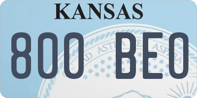 KS license plate 800BEO