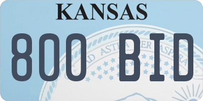 KS license plate 800BID
