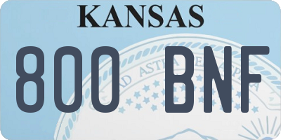 KS license plate 800BNF