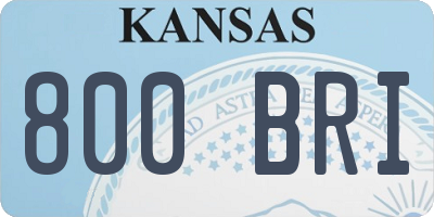 KS license plate 800BRI