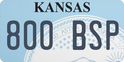 KS license plate 800BSP