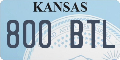 KS license plate 800BTL