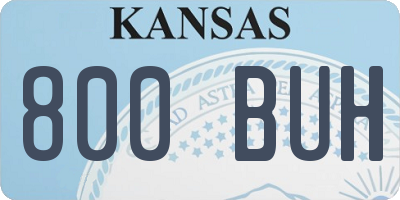KS license plate 800BUH