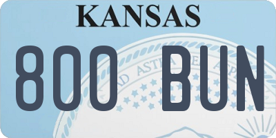 KS license plate 800BUN
