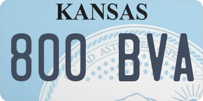 KS license plate 800BVA