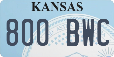 KS license plate 800BWC