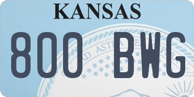 KS license plate 800BWG