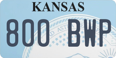 KS license plate 800BWP