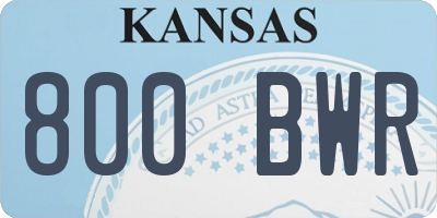 KS license plate 800BWR