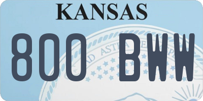 KS license plate 800BWW