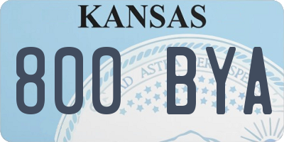 KS license plate 800BYA