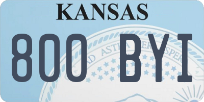 KS license plate 800BYI