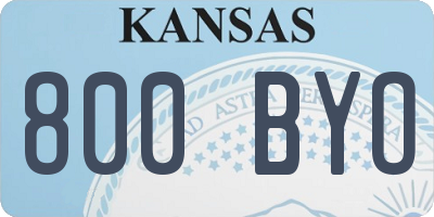 KS license plate 800BYO
